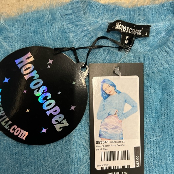 Dolls kill horoscopez blue fuzzy sweater - Picture 2 of 2